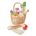 Drevený košík s tulipánmi Wicker Shopping Basket Tender Leaf Toys s čokoládou limonádou syrom a 