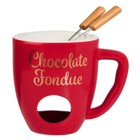 CHOCOLATE FONDUE Hrnček s 2 vidličkami - červená