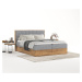 Boxspring posteľ s úložným priestorom v sivo-prírodnej farbe 140x200 cm Asahi – Maison de Rêve