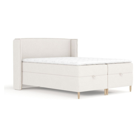 Krémová boxspring posteľ s úložným priestorom 160x200 cm Monpelli – Maison de Rêve