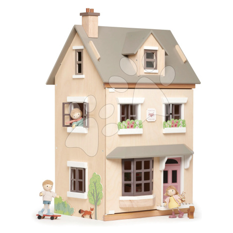 Drevený mestský domček pre bábiku Foxtail Villa Tender Leaf Toys 12 dielov vybavený s nábytkom v