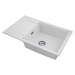 Sink Quality Ferrum New 8010, 1-komorový granitový drez 800x500x210 mm + chrómový sifón, biela, 