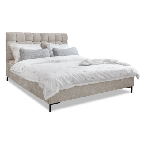 Béžová čalúnená dvojlôžková posteľ s roštom 160x200 cm Eve – Miuform