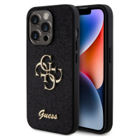 Guess PU Fixed Glitter 4G Metal Logo Zadný Kryt pre iPhone 15 Pro Black