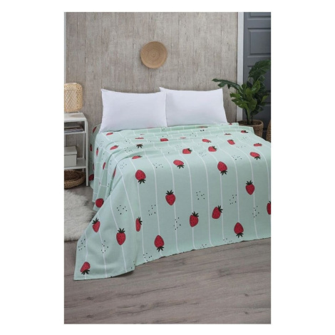 Bavlnený pléd v mentolovej farbe 170x230 cm Strawberry – Mila Home