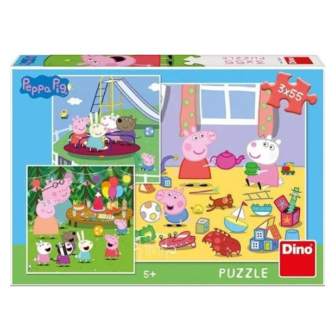 Dino PEPPA PIG NA PRÁZDNINÁCH 3x55 Puzzle NOVÉ