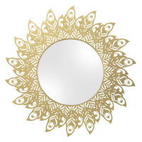 Nástenné zrkadlo s rámom v zlatej farbe PT LIVING Peacock Feathers, ø 60 cm