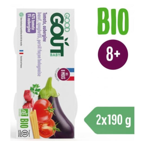 Good Gout BIO Špagety s baklažánom a hovädzím mäsom (2x190 g)