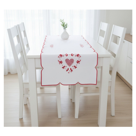 Obrus celoročný, Vintage srdce, biely 120 x 140cm obdĺžnik FORBYT