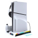 iPega P5S006 RGB, multifunkčný nabíjací stojan s chladením, PS5 Slim, biely