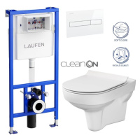 LAUFEN Rámový podomietkový modul CW1 SET s bielym tlačidlom + WC CERSANIT CITY NEW CLEANON + WC 