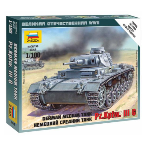 Wargames (WWII) tank 6119 - German Tank Panzer III (1:100) Zvezda