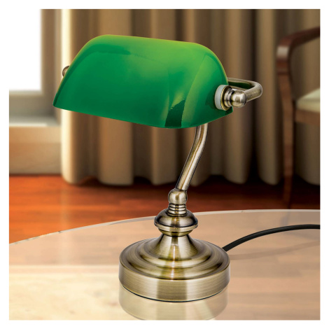 Zora bankárska lampa, zelené sklenené tienidlo Orion