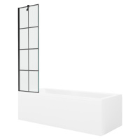 MEXEN/S - Cubik obdĺžniková vaňa 160 x 70 cm s panelom + vaňová zástena 50 cm, čierna vzor 55031