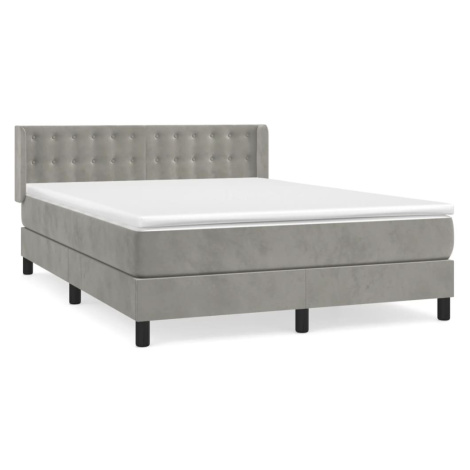 vidaXL Posteľný rám boxsping s matracom bledosivý 140x190 cm zamat