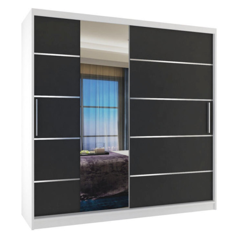 B BELINI GROUP BELINI Verona MBP – posuvná skriňa, 200 cm, biela/čierna, matný povrch – šatníkov