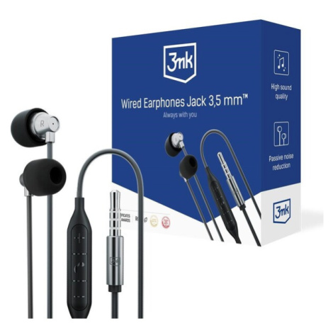 3mk slúchadlá - Wired Earphones Jack 3,5 mm, čierna