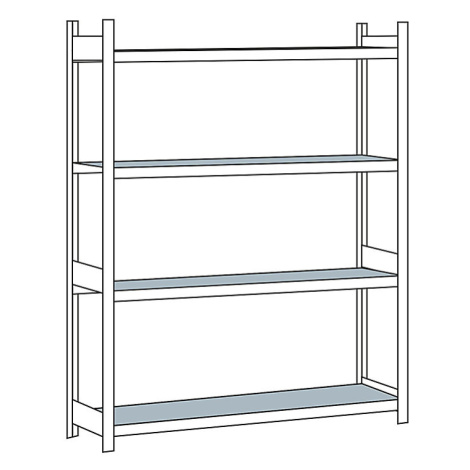 Regál s veľkým rozpätím, s oceľovou policou, výška 2500 mm SCHULTE
