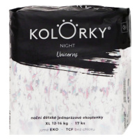 KOLORKY Night jednorožce XL 12-16 kg nočné jednorazové eko plienky 17 ks