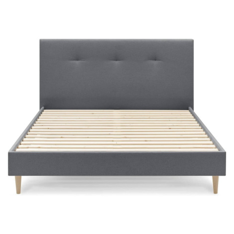 Tmavosivá čalúnená dvojlôžková posteľ s roštom 160x200 cm Tory - Bobochic Paris