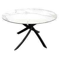 Estila Moderný okrúhly jedálenský stôl Valldemossa s bielou vrchnou doskou s mramorovým dizajnom