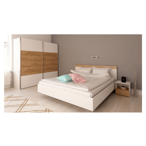 Spálňový komplet (posteľ 160x200 cm), biela/dub artisan, GABRIELA NEW Tempo Kondela