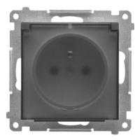Zásuvka 2P+T/16A/250V IP44 s krytkou (transparent) (PS) sivá SIMON55 (Simon)