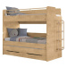 Poschodová posteľ s úložným priestorom a rebríkom cody 90x200cm - dub
