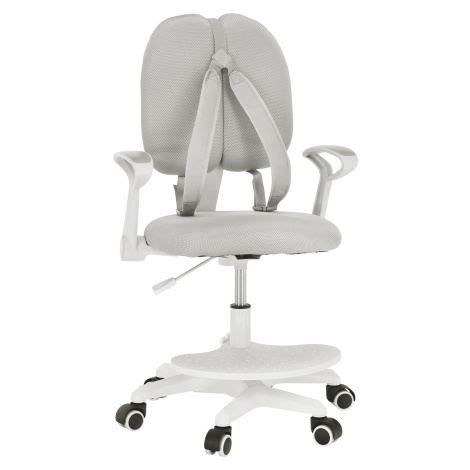 Rastúca stolička s podnožou a trakmi, sivá/biela, ANAIS Tempo Kondela