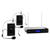 Auna Pro VHF-400 Duo 2, 2-kanálová sada VHF bezdrôtových mikrofónov, 1 x prijímač, 2 x headset m