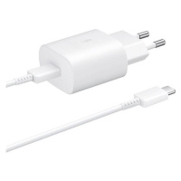 EP-TA800EWE + EP-DA705BWE Samsung 25W Cestovná nabíjačka + USB-C/USB-C Dátový Kábel White (OOB B