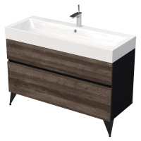 Kúpeľňová skrinka pod umývadlo Naturel Luxe 120x56x46 cm čierna bridlica / drevo lesk LUXE120CDL