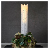 LED sviečka Sara Kalendár, biela/romantická, výška 29 cm