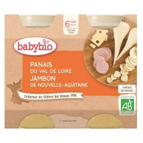 BABYBIO Paštrnák šunka Gruyere (2x 200 g) - mäsovo-zeleninový príkrm