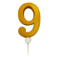 TORO Tortová sviečka číslica "9" TORO zapichovacia 16cm zlatá