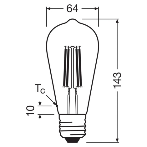 OSRAM LED žiarovka Edison E27 3,8W Filament 4 000K