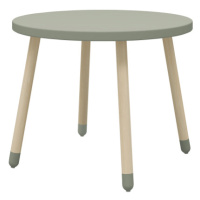 Flexa Drevený okrúhly stôl pre deti sivozelený Dots