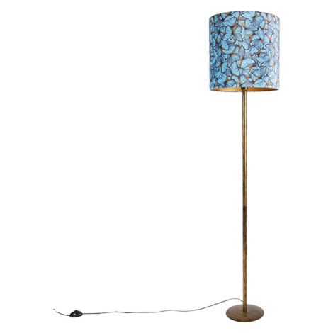 Botanická stojaca lampa zlatá s motýlikovým dizajnovým odtieňom 40 cm - Simplo QAZQA