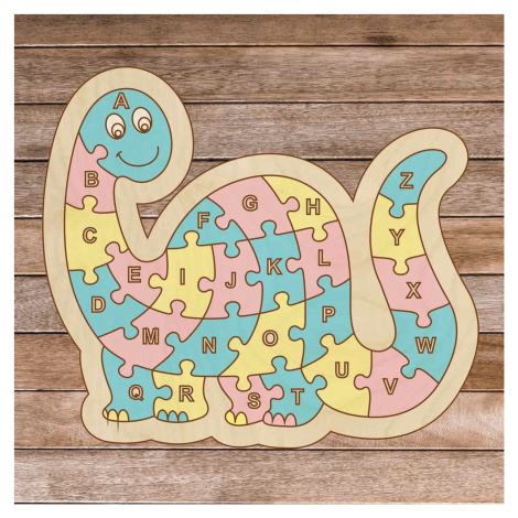 Detské drevené puzzle - Dinosaurus a abeceda A-ZET 26 dielikov | SENTOP H006: 25 x 20 cm 4154-63