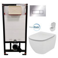 DEANTE Podstavný rám, pre závesné WC misy + SLIM tlačidlo chrom + WC Ideal Standard Tesi so seda
