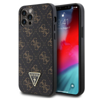 Guess PU Leather 4G Triangle Metal Logo Zadný Kryt pre iPhone 12/12 Pro Black