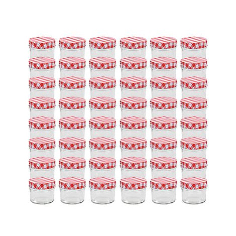 Zaváracie poháre s bielo-červenými viečkami 48 ks 110 ml SHUMEE