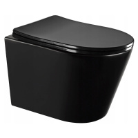 MEXEN/S - Rico Závesná WC misa Rimless vrátane sedátka s slow-slim, Duroplast, čierna mat - 3072