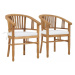 Záhradná stolička s poduškami 2 ks teakové drevo Dekorhome Krémová,Záhradná stolička s poduškami