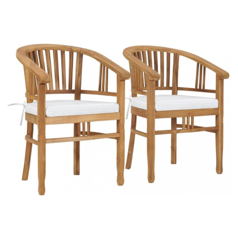 Záhradná stolička s poduškami 2 ks teakové drevo Dekorhome Krémová,Záhradná stolička s poduškami vidaXL