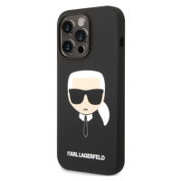 Silikónové puzdro Karl Lagerfeld na Apple iPhone 14 Pro KLHMP14LSLKHBK Liquid Silicone Karl Head