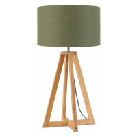 Stolová lampa so zeleným tienidlom a konštrukciou z bambusu Good&Mojo Everest
