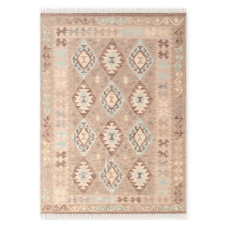 Svetlomodrý/béžový obojstranný ručne tkaný vlnený koberec 160x230 cm Kamal Dune – Nouristan Hanse Home