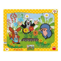 Puzzle doskové tvary Krtko záhradník 36x28cm 12 dielikov