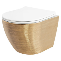 Závěsná WC mísa REA Carlo Flat Brush bílozlatá